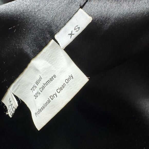 Vintage Women’s Black  Sheared Fur Trim Cashmere Wool Long Jacket Black - Picture 7 of 10